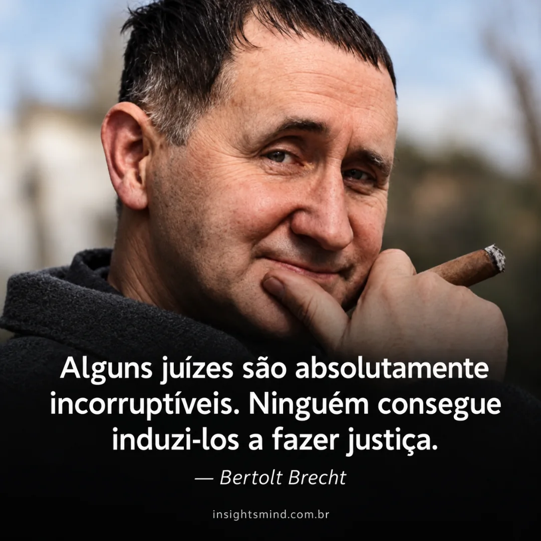 Imagem com a frase “Alguns juízes são absolutamente incorruptíveis. Ninguém consegue induzi-los a fazer justiça.”, de Bertolt Brecht