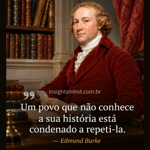 Imagem com a frase “Um povo que não conhece a sua história está condenado a repeti-la.”, de Edmund Burke