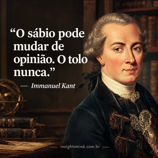 Imagem com a frase “O sábio pode mudar de opinião. O tolo nunca.”, de Immanuel Kant