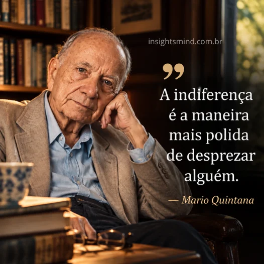 Imagem com a frase “A indiferença é a maneira mais polida de desprezar alguém.”, de Mario Quintana