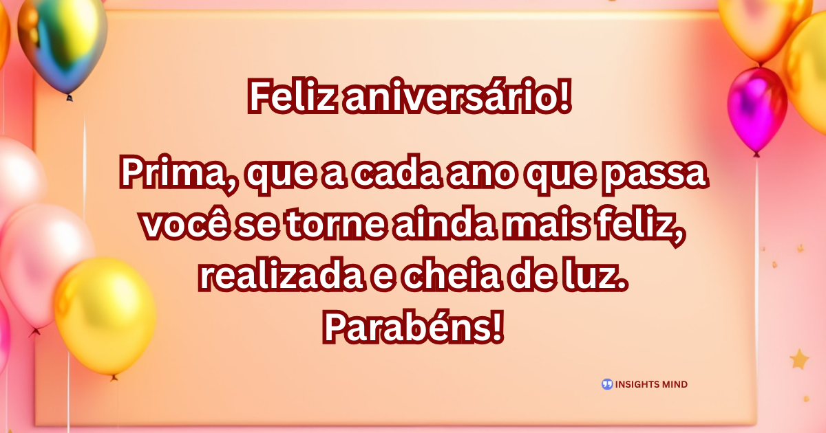 Mensagem de aniversário para Prima