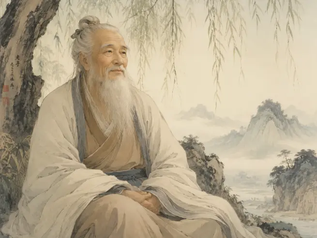 Representação artística do filósofo oriental Lao Tzu
