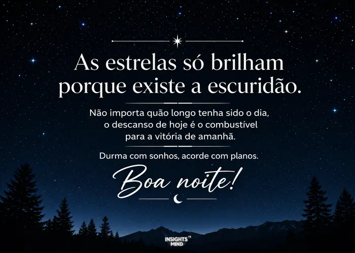 Boa noite com estrelas e reflexão
