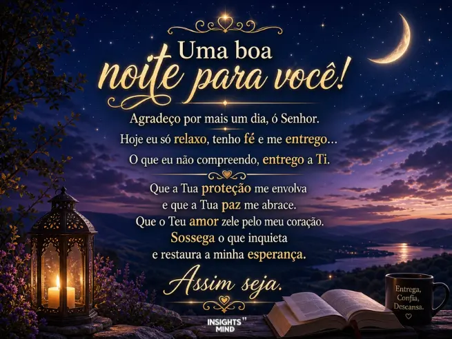 Boa noite! Tranquiliza as minhas ansiedades e revitaliza a minha esperança.