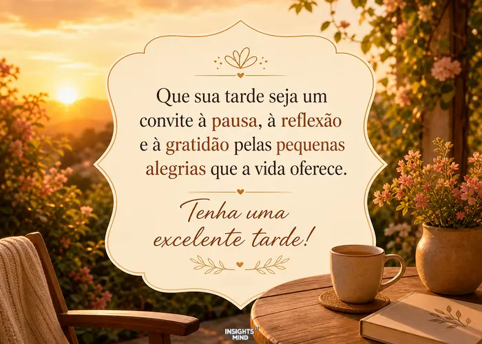 Mensagem de boa tarde com pausa e gratidão