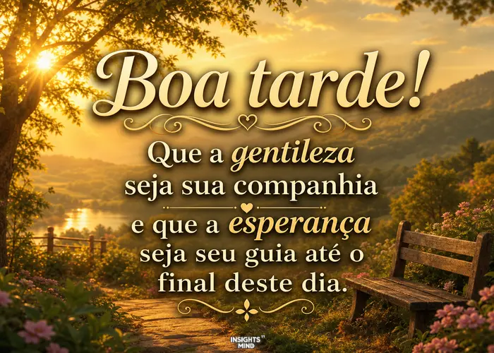 Boa tarde! Que a gentileza seja sua companhia e a esperança seu guia.