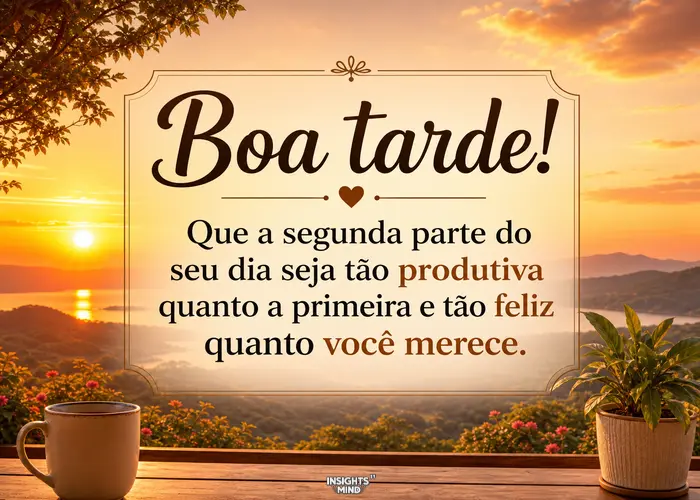 Boa tarde! Que a segunda parte do seu dia seja produtiva e feliz.