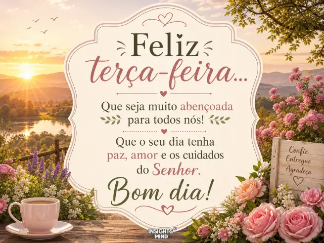 Feliz terça-feira abençoada com paz, amor e os cuidados do Senhor