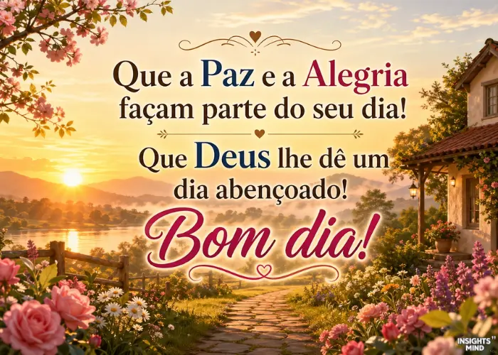 Mensagem de bom dia com xícara de café e flores