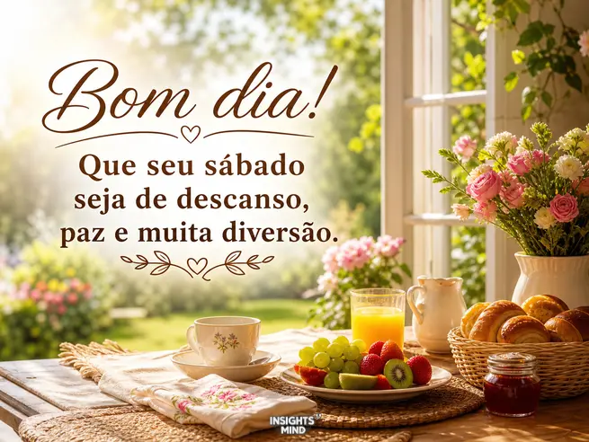 Bom dia! Que seu sábado seja de descanso, paz e muita diversão.