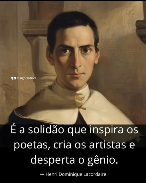 Imagem com a frase “É a solidão que inspira os poetas, cria os artistas e desperta o gênio.”, de Henri-Dominique Lacordaire