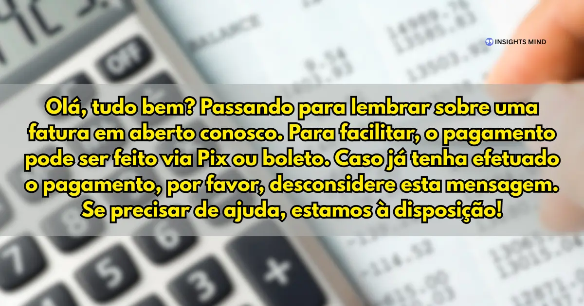 Mensagem de cobrança amigável