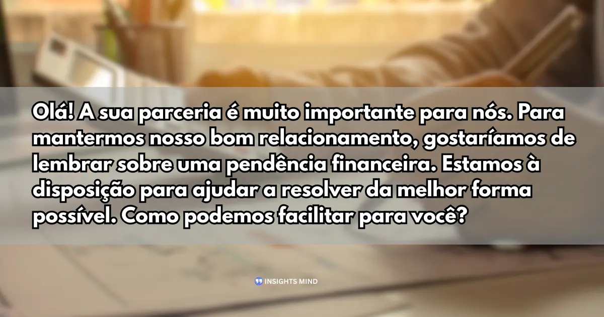 Mensagem de cobrança para manter bom relacionamento