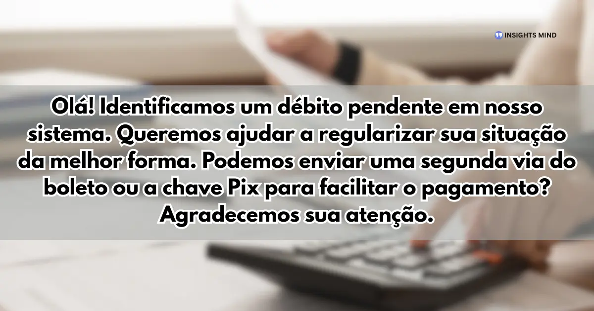 Mensagem de cobrança para regularizar situação