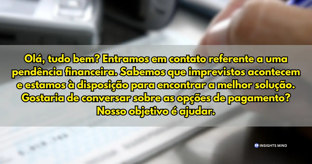 Mensagem de cobrança com opções de pagamento