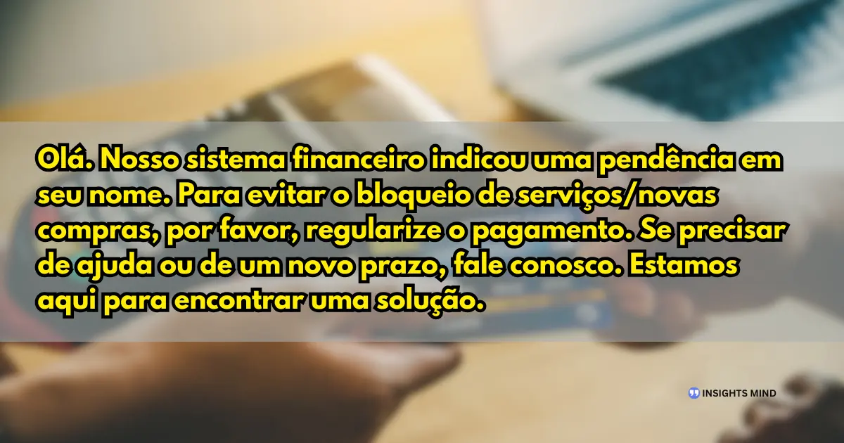 Mensagem para evitar bloqueio de serviços