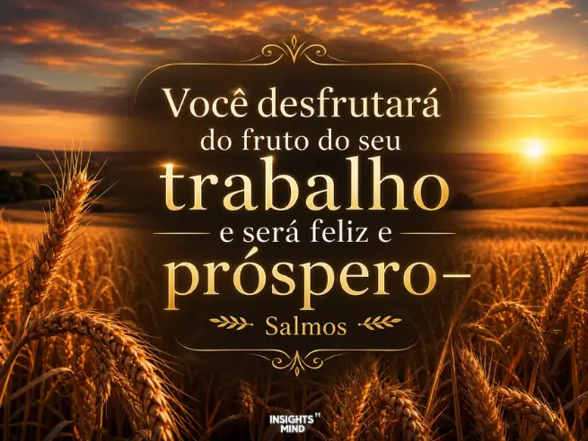 Frase bíblica de Salmos sobre prosperidade e fruto do trabalho.