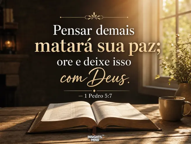 Frase bíblica de 1 Pedro 5:7 sobre ansiedade e oração.