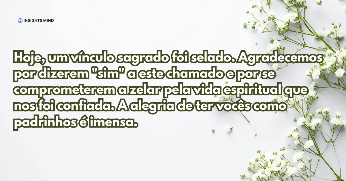 Mensagem de vínculo sagrado para padrinhos de batismo