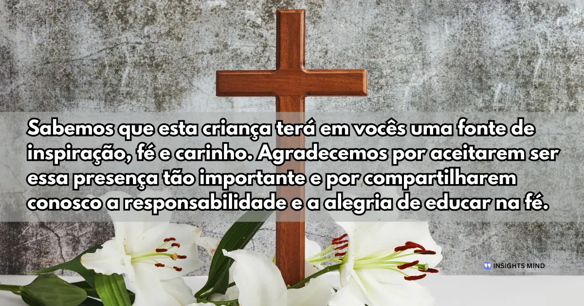 Mensagem de inspiração e fé para padrinhos de batismo