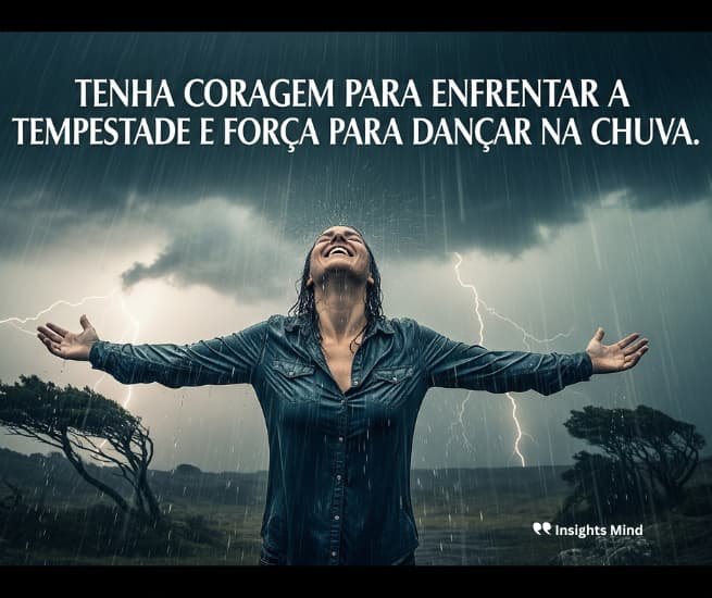 Tenha coragem para enfrentar a tempestade e força para dançar na chuva.
