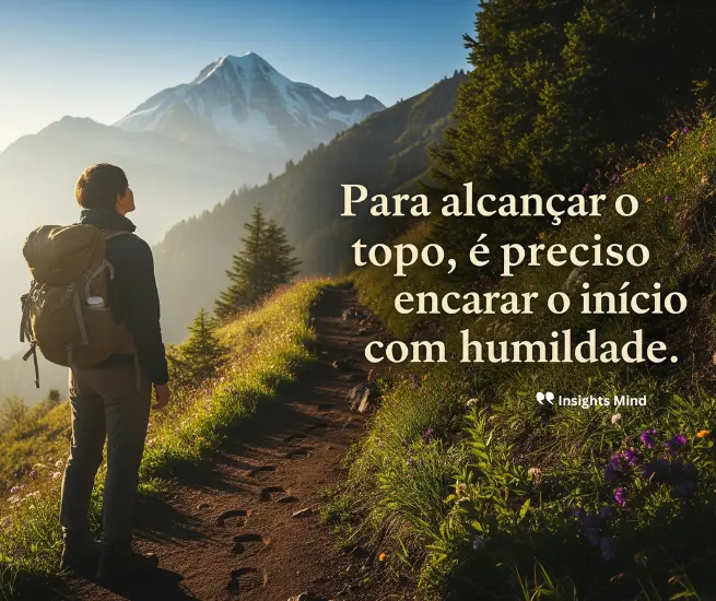 Citação sobre humildade como passo inicial para o sucesso no trabalho.