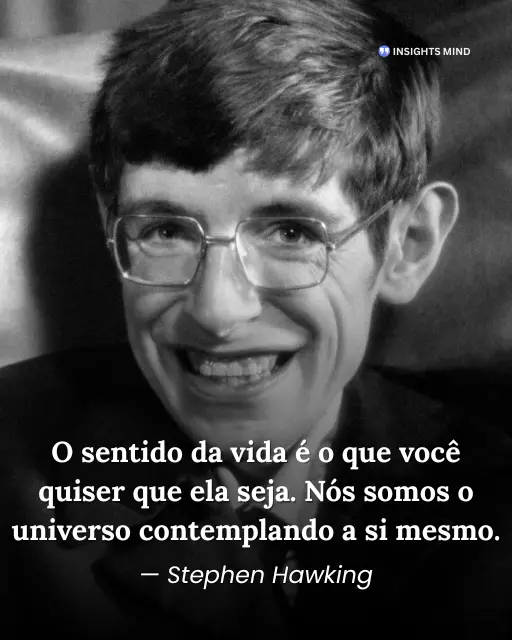 O sentido da vida é o que você quiser que ela seja. Nós somos o universo contemplando a si mesmo. — Stephen Hawking