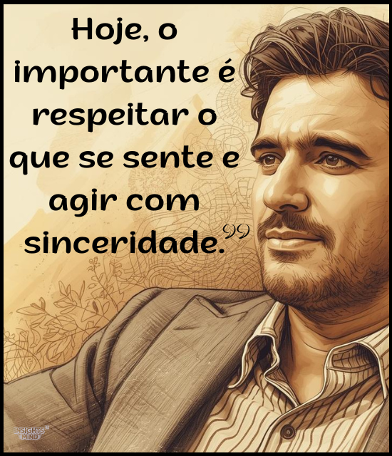 Hoje, o importante é respeitar o que se sente e agir com sinceridade.