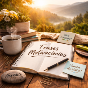 “Comece hoje acreditando em você. Uma frase certa pode mudar o rumo do seu dia — e da sua vida. 🌅☕📖”